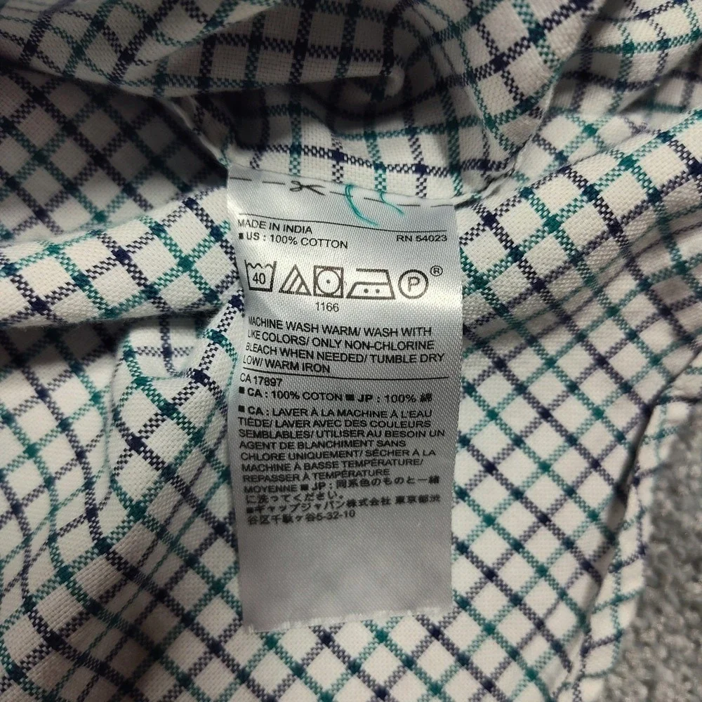 Banana Republic Mens Untucked Fit Organic Cotton Oxford Plaid Button Dn Shirt XL